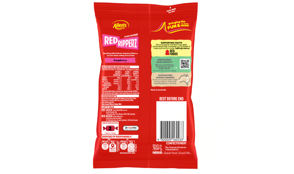 Allen's Red Ripperz Lollies Intense Raspberry 150g