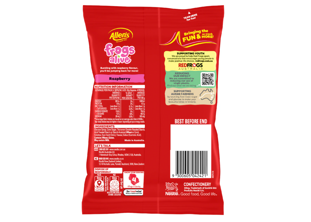 Allen's Frogs Alive Lollies Bag 190g