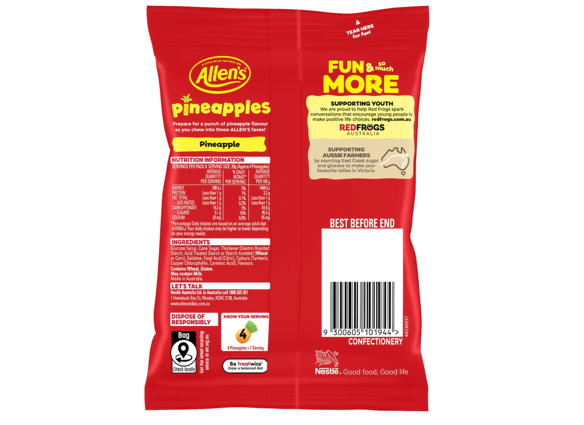 Allen's Pineapples Jelly Lollies Bag 170g