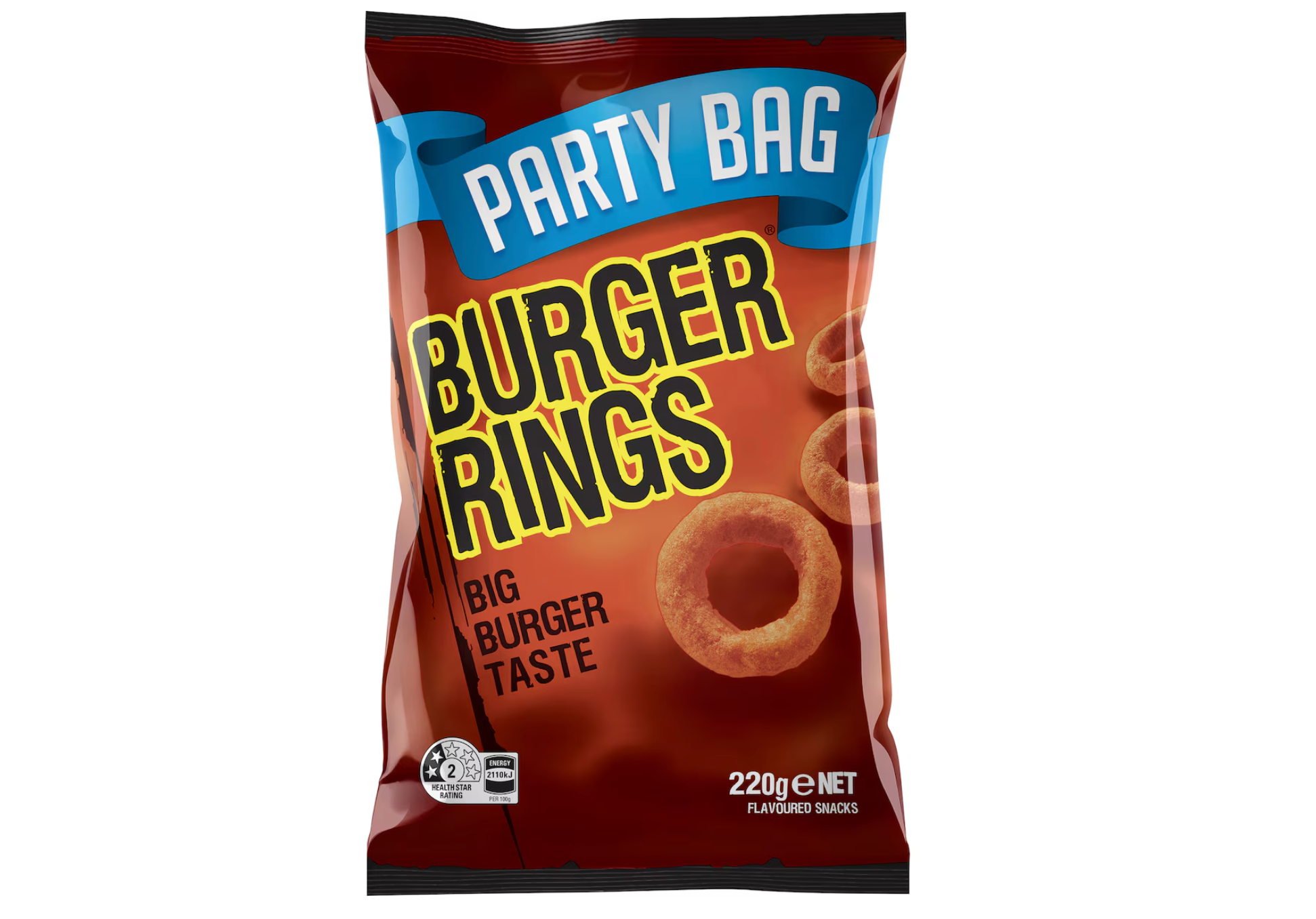 Burger Rings Tangy Snacks Party Bag 220g
